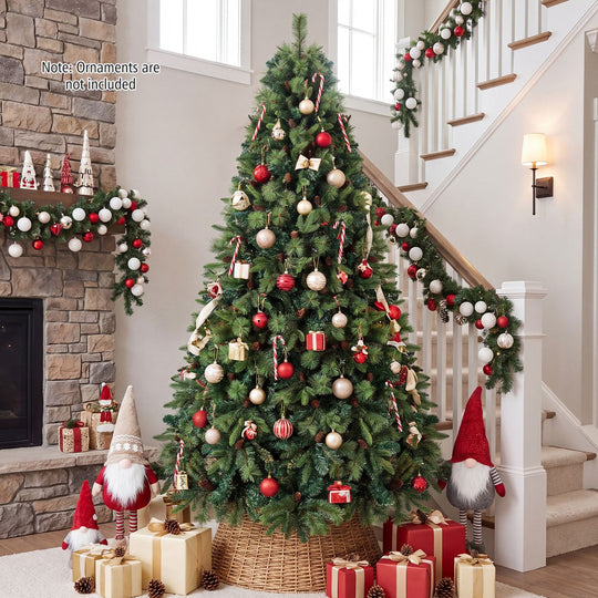 8 FT Pre-Lit Artificial Christmas Tree with 310/400/515 Warm White LED Lights and 8