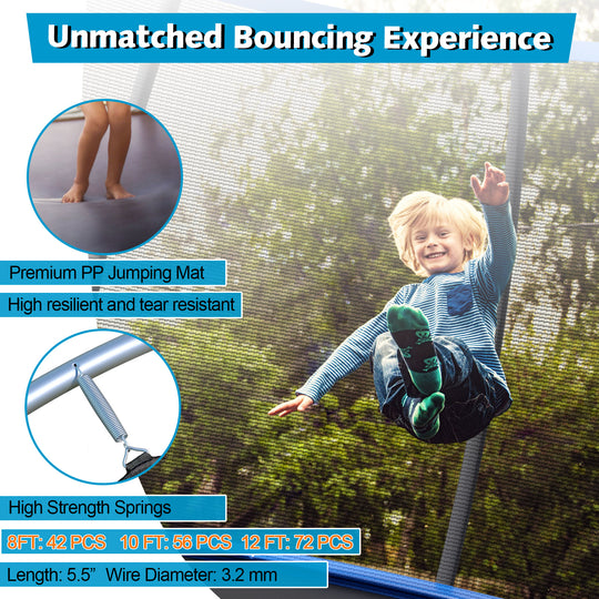 8 Feet ASTM Approved Recreational Trampoline with Ladder-Blue