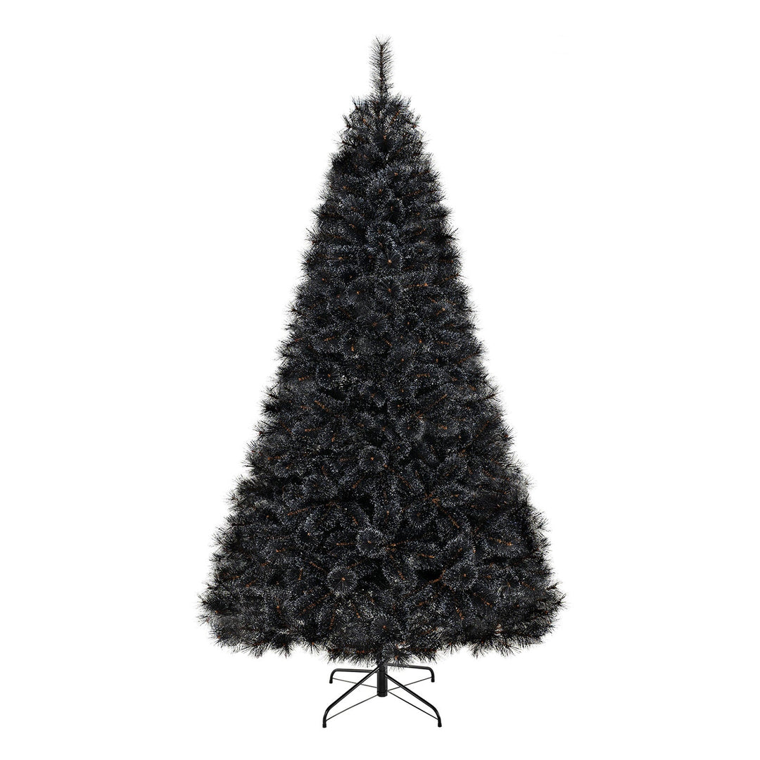 6/7/8 Feet Black Artificial Halloween Christmas Tree with PVC Branch Tips and 210/320/450 Cool White LED Lights
