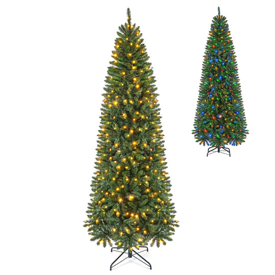 6 Feet Pre-Lit Artificial Christmas Tree with 300/250/170/380 Warm White and Multi-color LED