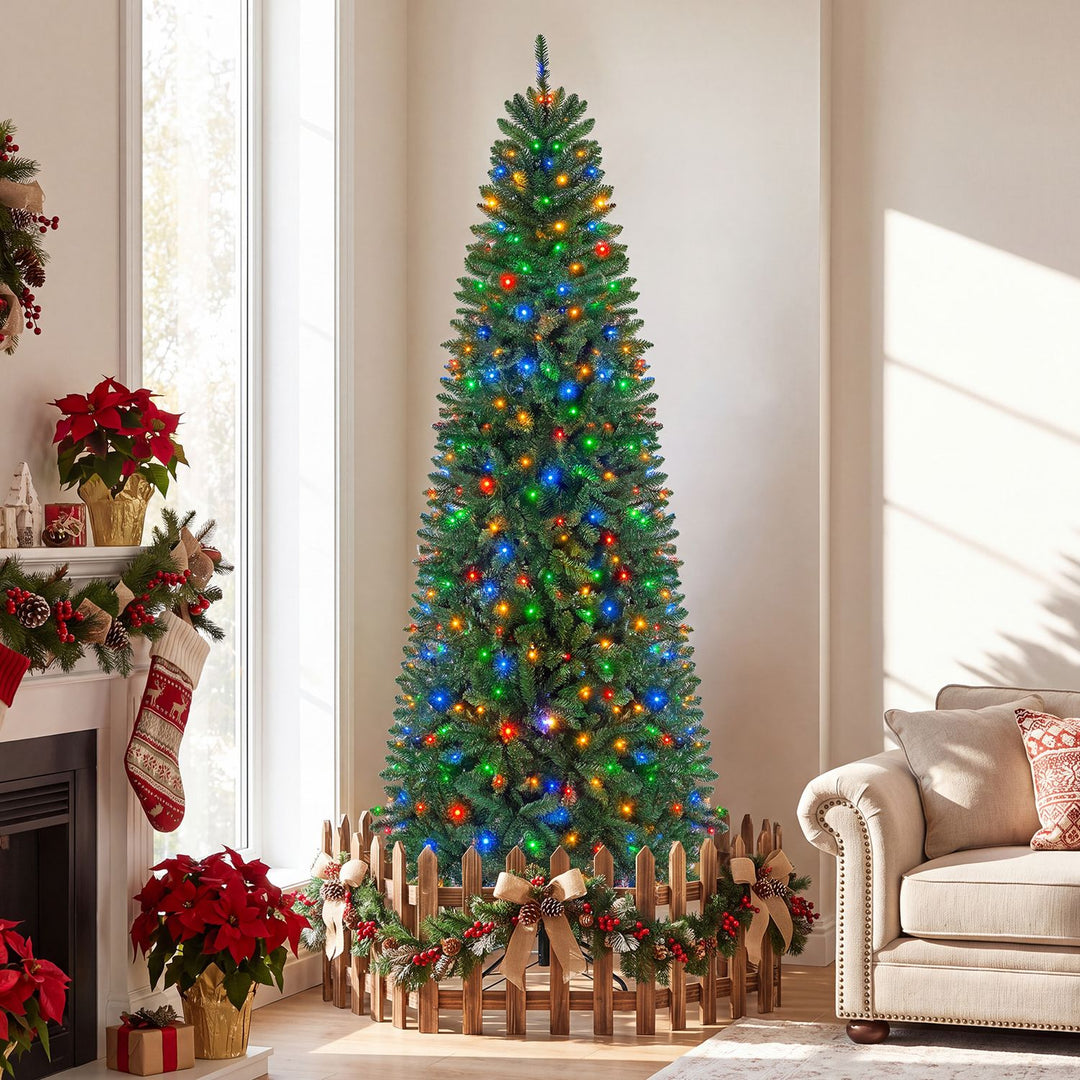 6 Feet Pre-Lit Artificial Christmas Tree with 300/250/170/380 Warm White and Multi-color LED