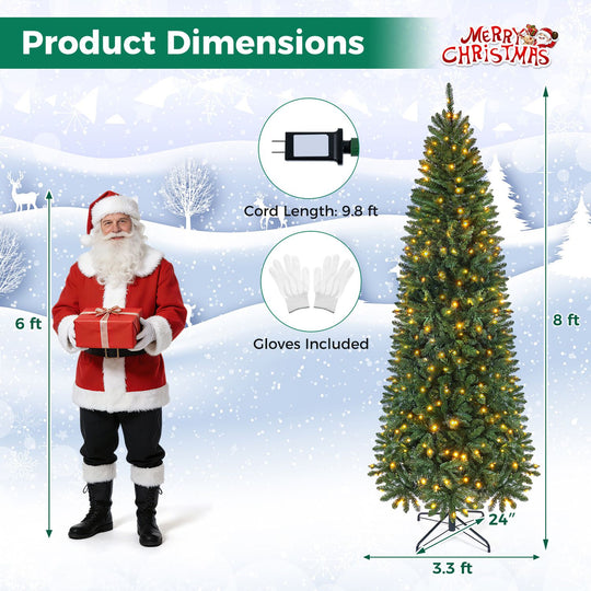 6 Feet Pre-Lit Artificial Christmas Tree with 300/250/170/380 Warm White and Multi-color LED
