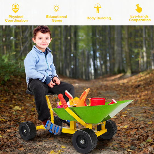 8 Inch Heavy Duty Kids Ride-on Sand Dumper with 4 Wheels-Lime Green