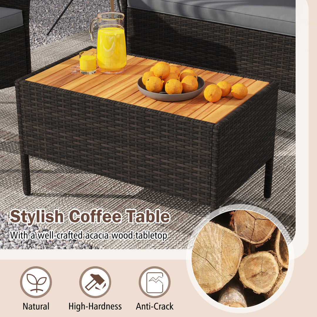 8 Piece Patio Wicker Sofa Set 4 Rattan Chairs and 2 Loveseat with 2 Table