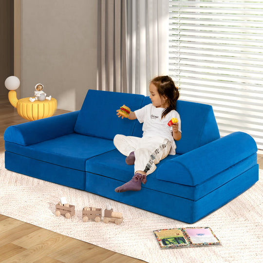 6 Pieces Convertible Kids Sofa Playset with Zipper