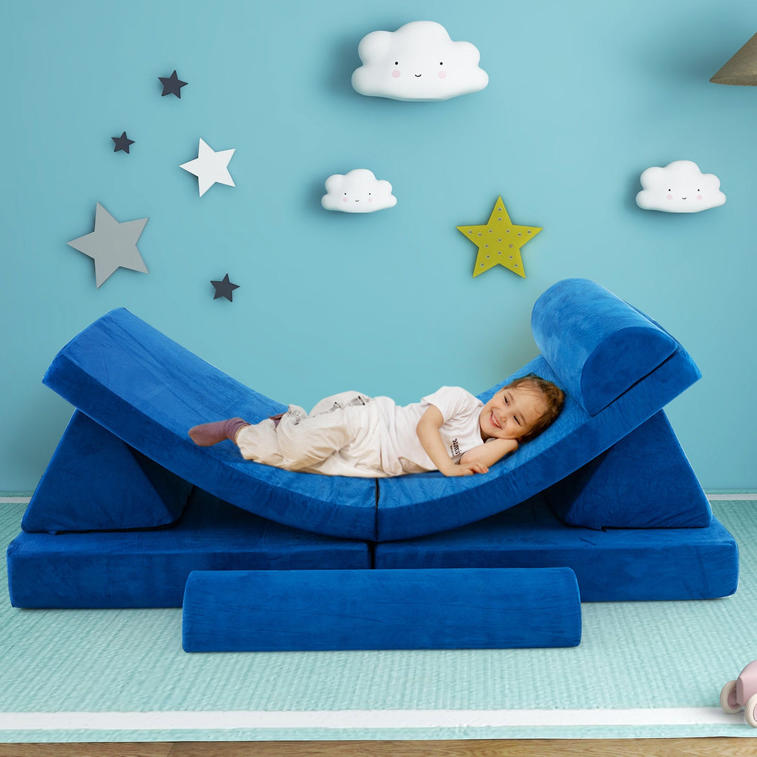 6 Pieces Convertible Kids Sofa Playset with Zipper