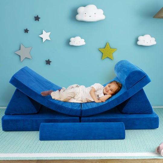 6 Pieces Convertible Kids Sofa Playset with Zipper