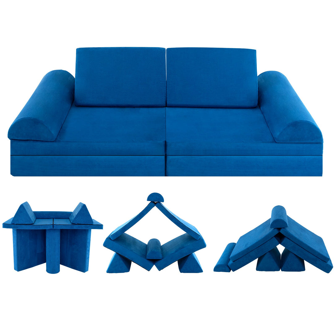 6 Pieces Convertible Kids Sofa Playset with Zipper