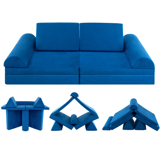 6 Pieces Convertible Kids Sofa Playset with Zipper