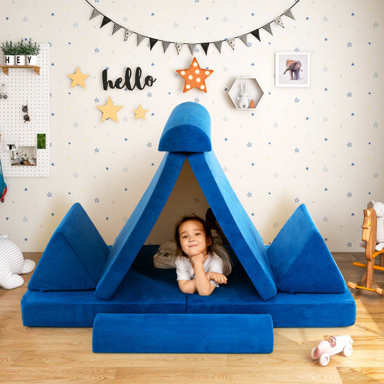 6 Pieces Convertible Kids Sofa Playset with Zipper