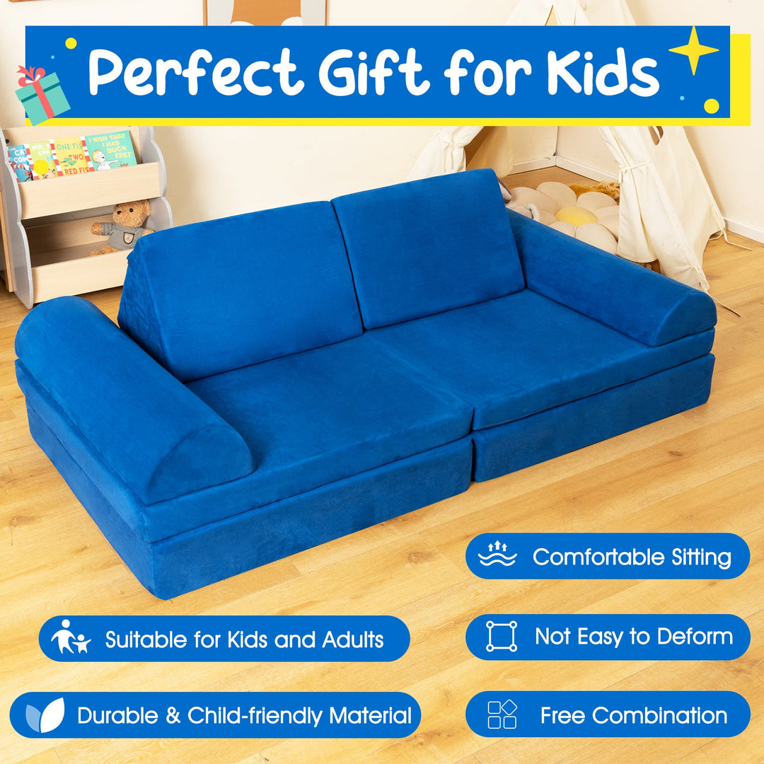 6 Pieces Convertible Kids Sofa Playset with Zipper