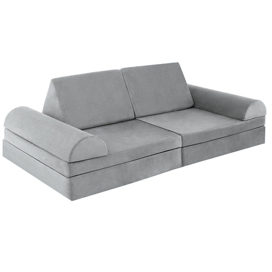 6 Pieces Convertible Kids Sofa Playset with Zipper