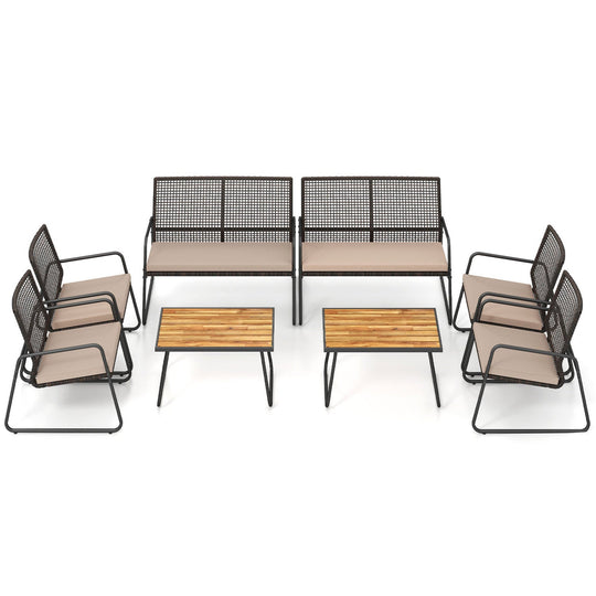 8-Piece Patio Conversation Set with Acacia Wood Coffee Table