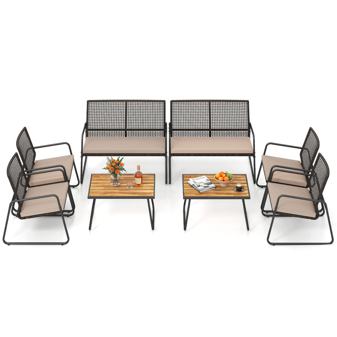 8-Piece Patio Conversation Set with Acacia Wood Coffee Table