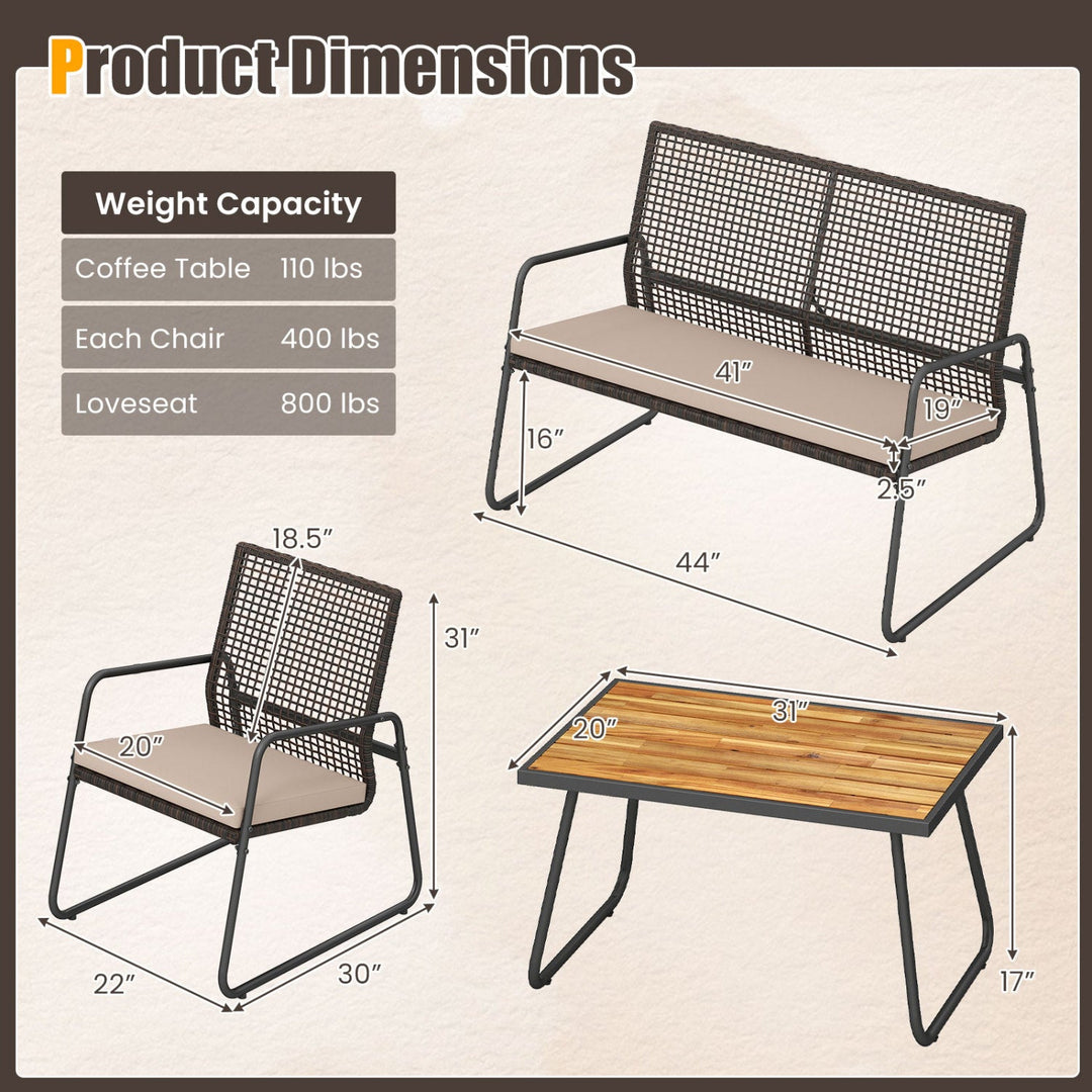 8-Piece Patio Conversation Set with Acacia Wood Coffee Table