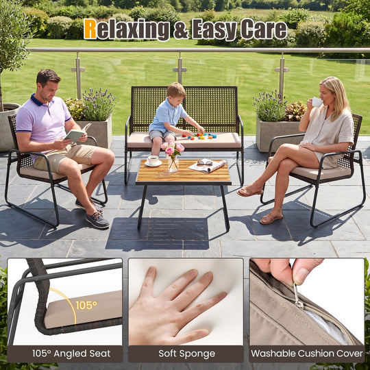 8-Piece Patio Conversation Set with Acacia Wood Coffee Table