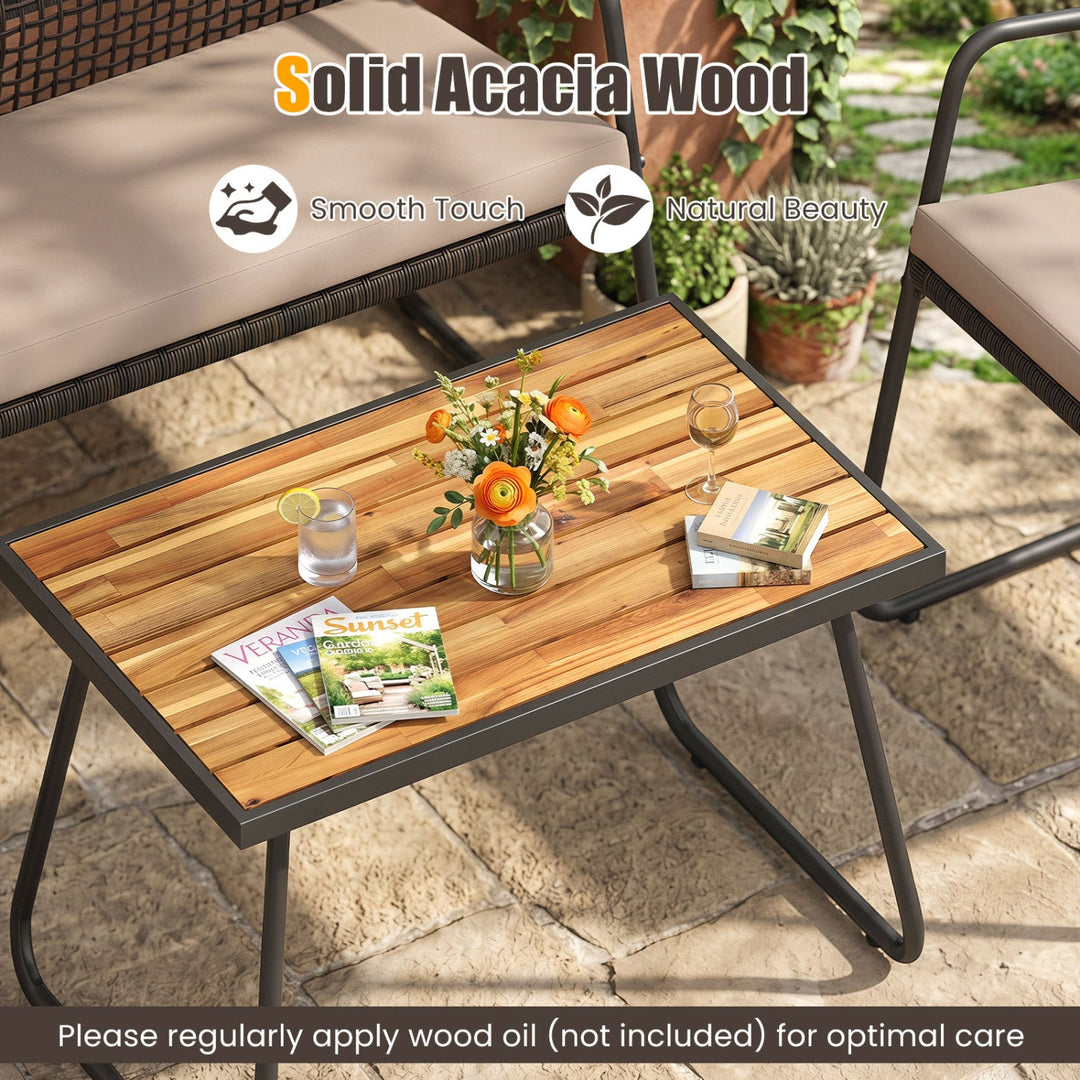 8-Piece Patio Conversation Set with Acacia Wood Coffee Table