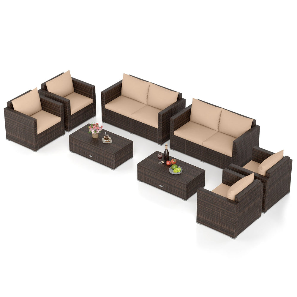 8-Piece Patio Conversation Set with Padded Cushions