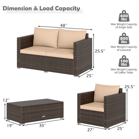 8-Piece Patio Conversation Set with Padded Cushions