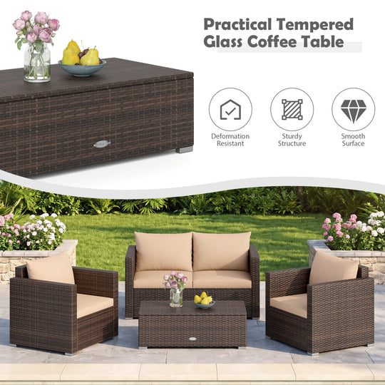 8-Piece Patio Conversation Set with Padded Cushions