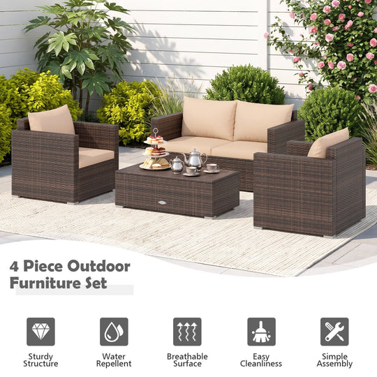 8-Piece Patio Conversation Set with Padded Cushions