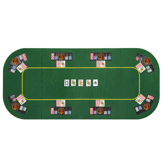 79 x 36 Inch 8-Player Foldable Poker Table Top with Carry Bag and Cup Holders