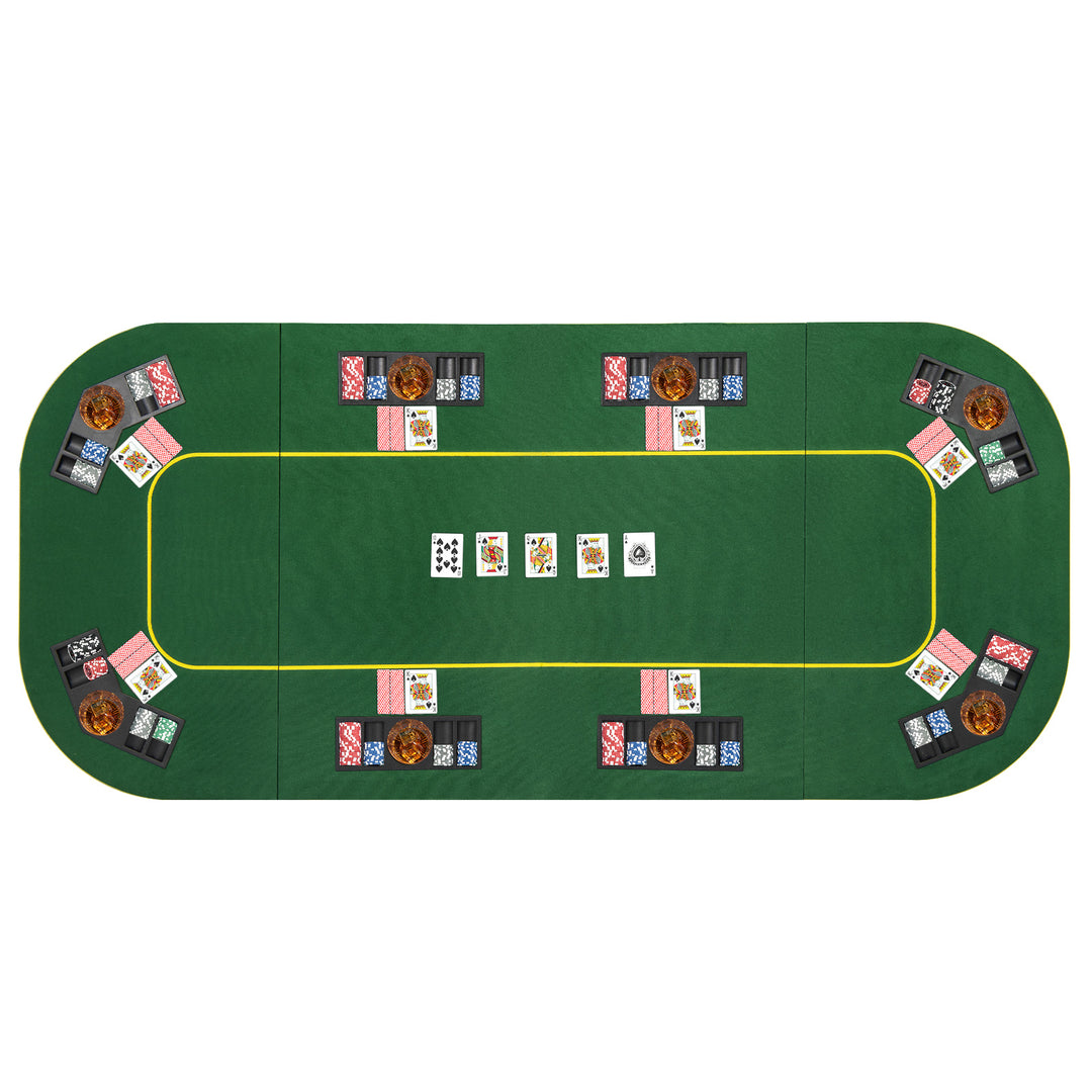 79 x 36 Inch 8-Player Foldable Poker Table Top with Carry Bag and Cup Holders