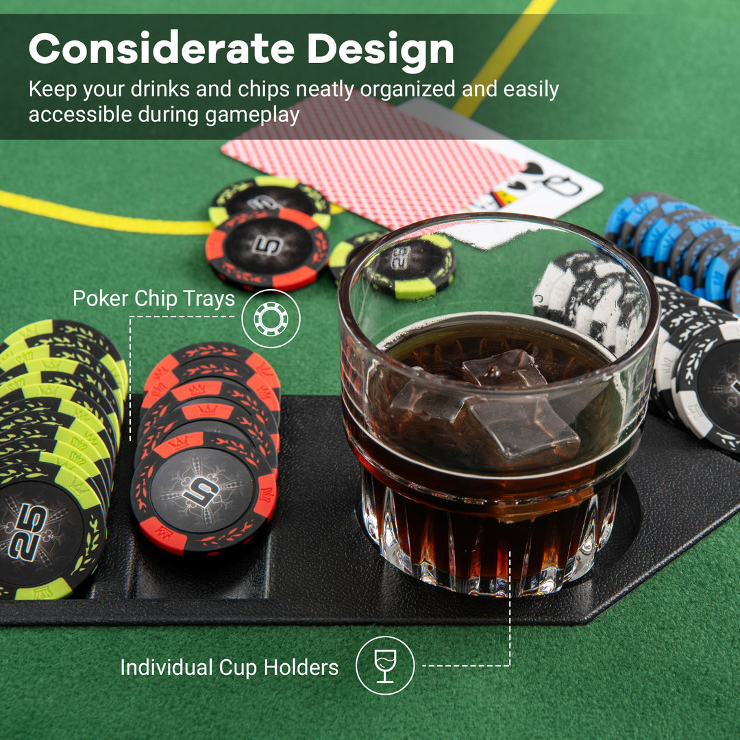 79 x 36 Inch 8-Player Foldable Poker Table Top with Carry Bag and Cup Holders