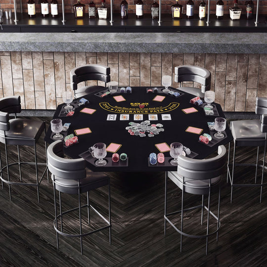 8-Player Foldable Poker Table Top with Cup Holders