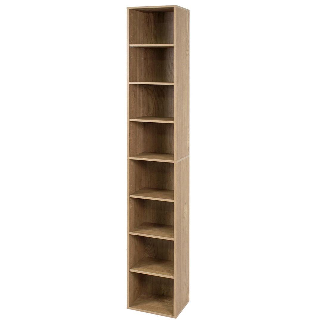 8-Tier Narrow Bookshelf with Adjustable Shelves