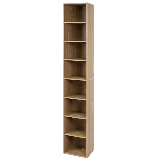 8-Tier Narrow Bookshelf with Adjustable Shelves