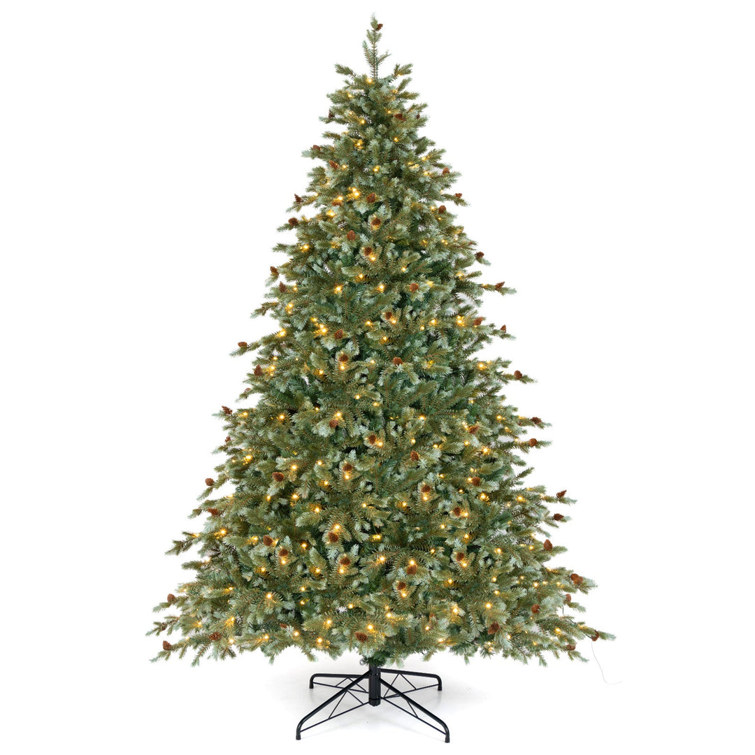 6/7/8 Feet Christmas Tree with Warm White LED Lights and Pine Cones