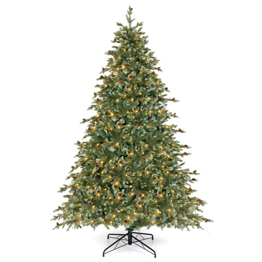 6/7/8 Feet Christmas Tree with Warm White LED Lights and Pine Cones