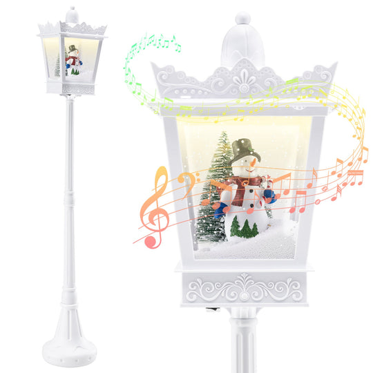 8 ft Musical Christmas Streetlight with Warm White LED Lights and Snowy Effects