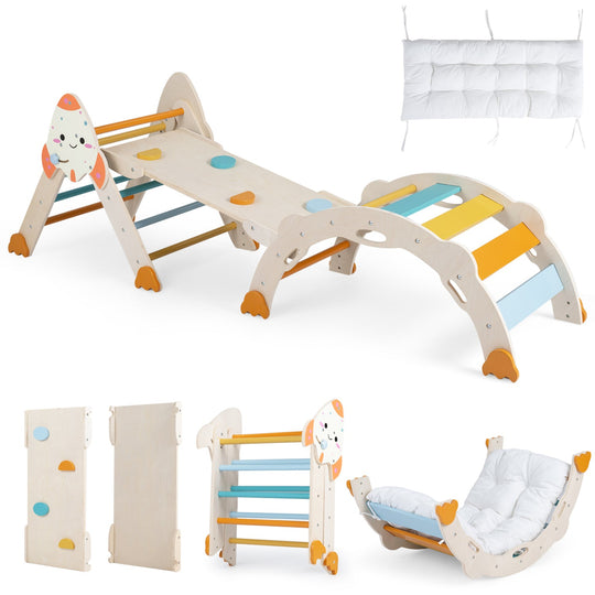 8-in-1 Foldable Climbing Set for Toddlers with Rocket Theme