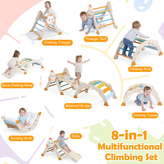 8-in-1 Foldable Climbing Set for Toddlers with Rocket Theme