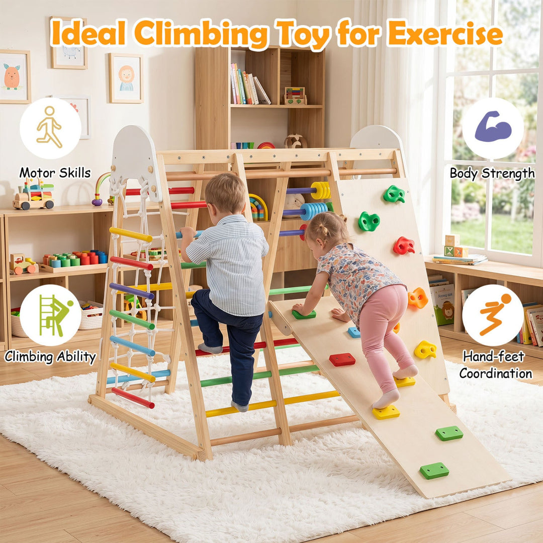 8-in-1 Foldable Indoor Jungle Gym with Swing and Monkey Bars