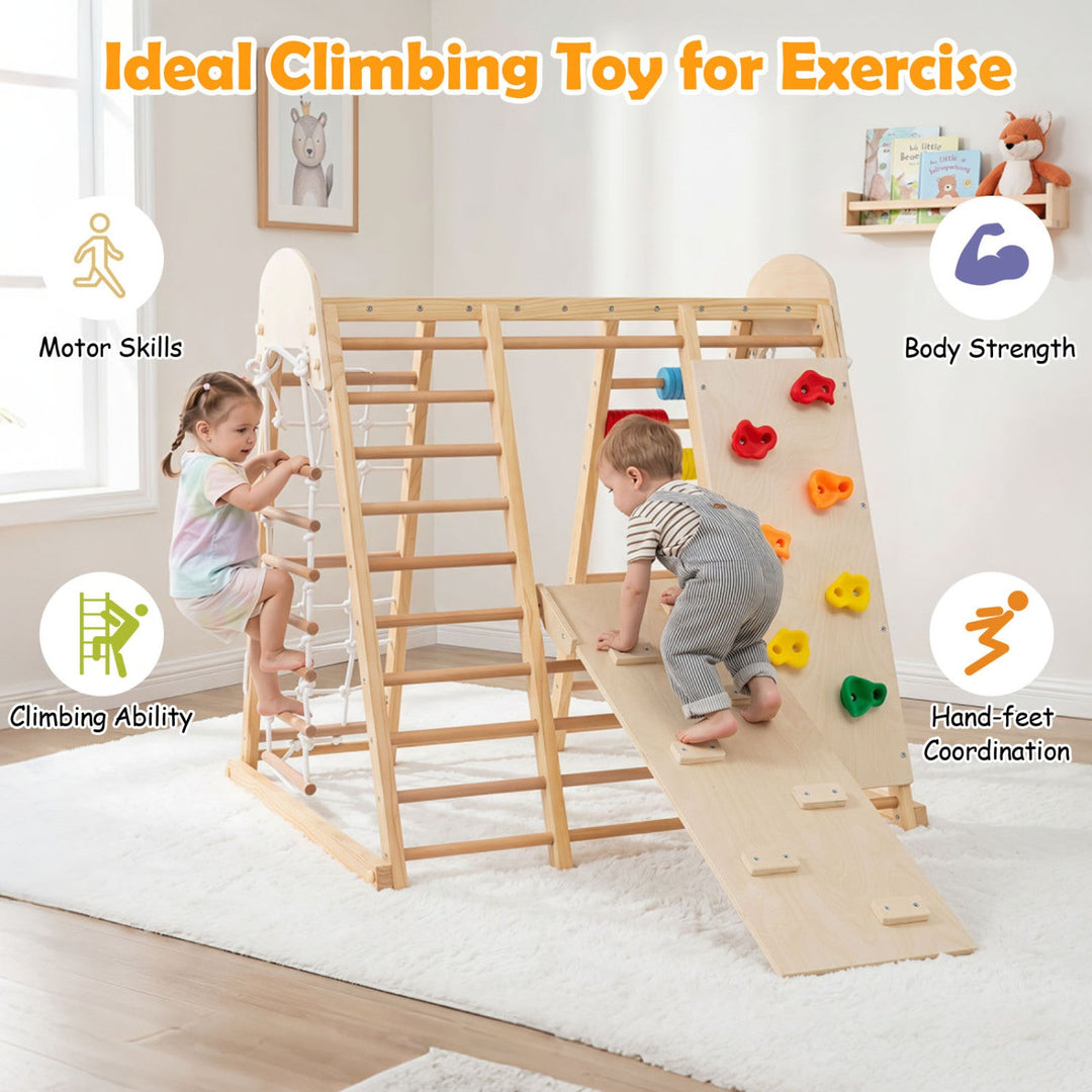 8-in-1 Foldable Indoor Jungle Gym with Swing and Monkey Bars