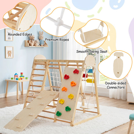 8-in-1 Foldable Indoor Jungle Gym with Swing and Monkey Bars