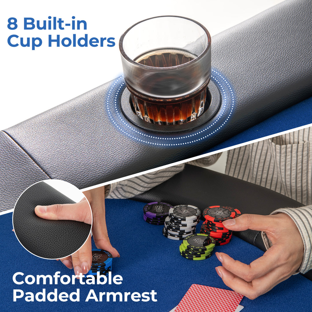 8 Players Texas Holdem Foldable Poker Table-Blue
