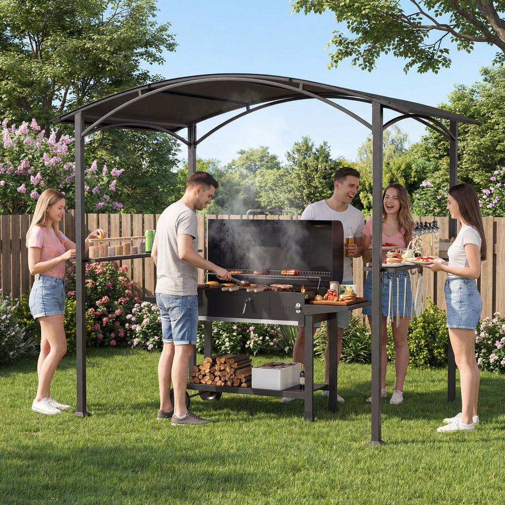 8 x 5 x 7 FT Grill Gazebo Outdoor BBQ Canopy with Metal Frame