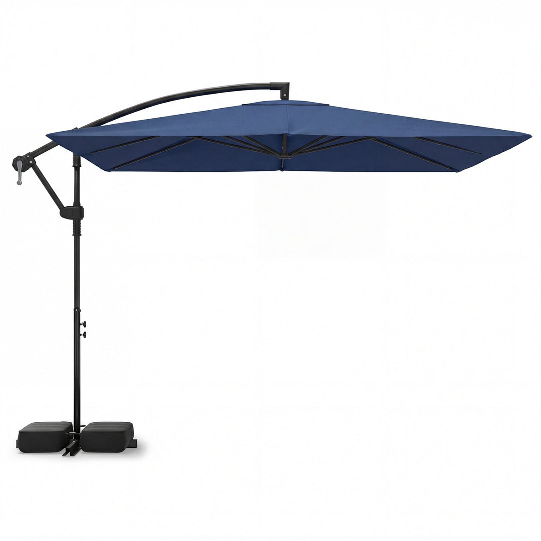 8 x 8 Square FT Solar LED Offset Cantilever Patio Umbrella with 360¬∞ Rotation