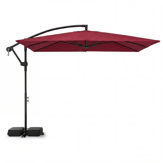 8 x 8 Square FT Solar LED Offset Cantilever Patio Umbrella with 360¬∞ Rotation