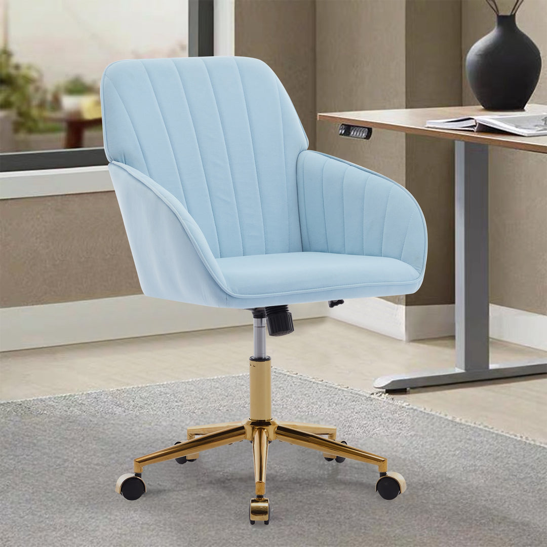 Ergonomic Office Chair with Memory Foam Cushion Corduroy Upholstered Desk Chair Adjustable Swivel Rolling Chair 300LBS M