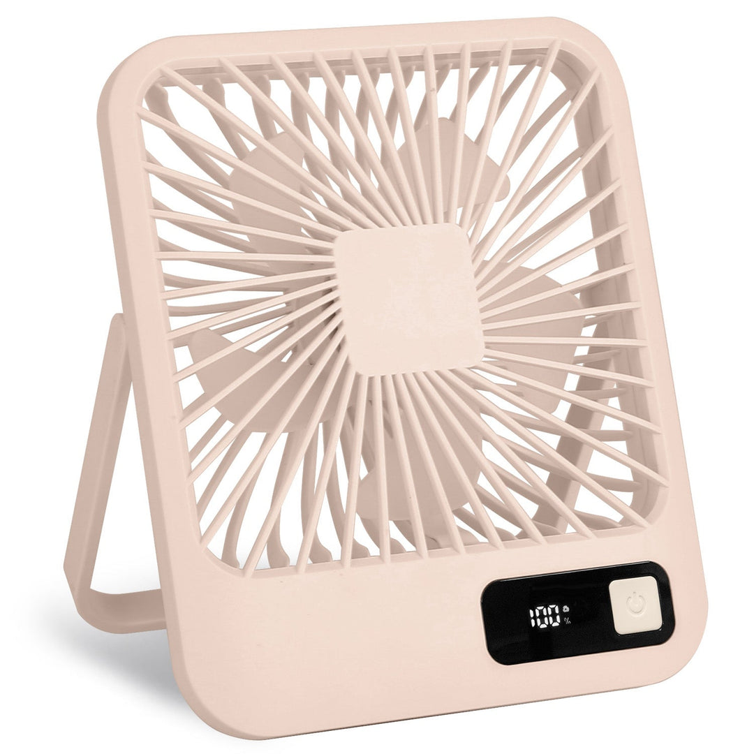 Mini Desktop Cooling Fan Rechargeable Battery Powered Personal Fan Speed Adjustment Strong Airflow Quiet Travel Fan with LCD Display for Home Office T