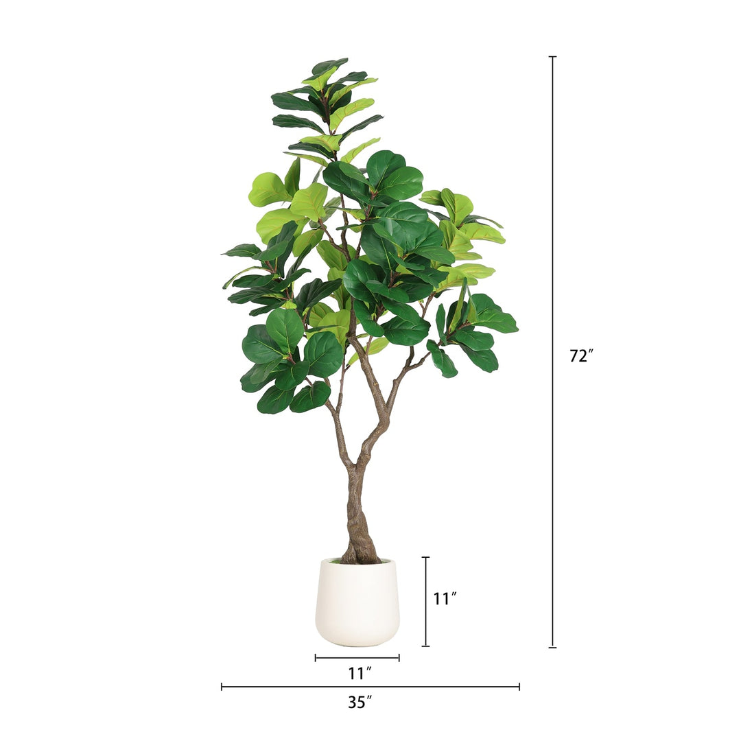 6FT Artificial Fiddle Leaf Fig Tree with White Pot