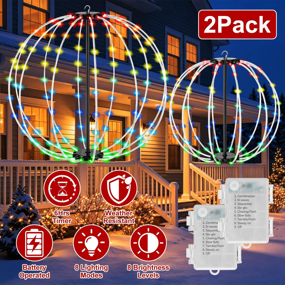 RGB LED Christmas Sphere Lights 2-Pack with Remote Control