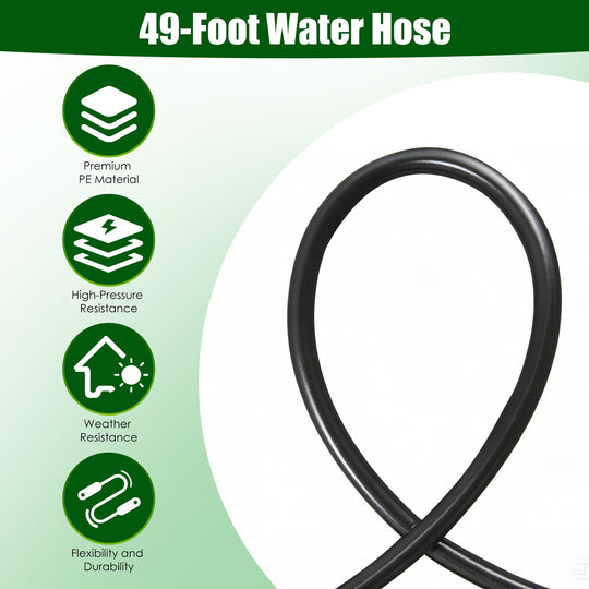 360° Bendable Drip Irrigation System with 49FT 5/8” Tubing Hose 5/16” Faucet Connector Automatic Watering Misting Kit For Garden Greenhouse Yard Lawn