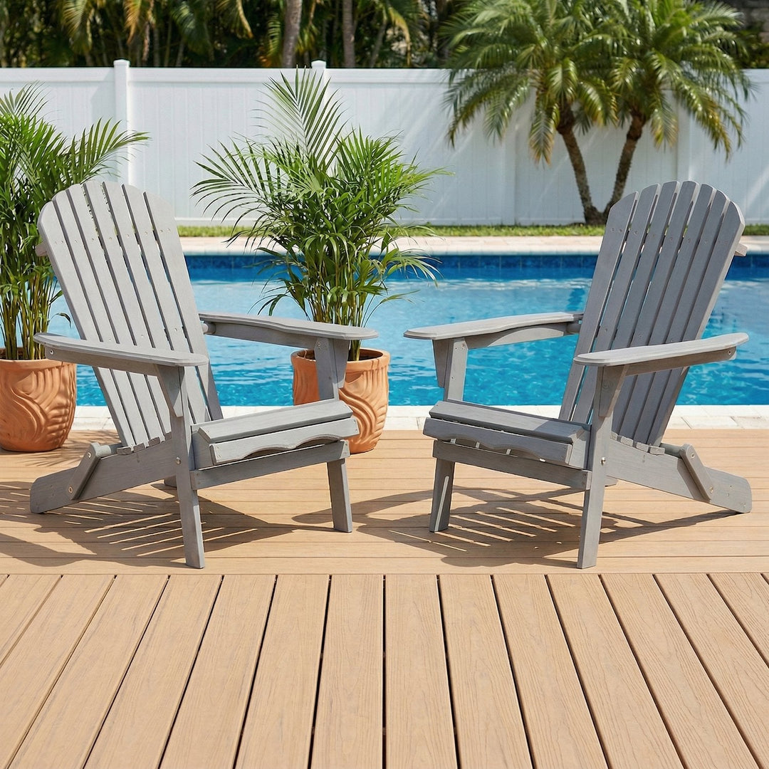 Folding Adirondack Chairs Set of 2 - Hemlock Wood Outdoor Seating