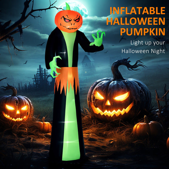 9 FT Inflatable Pumpkin Ghost with LED Lights